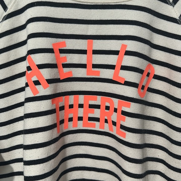 Old Navy Black & White Striped “Hello There” Crewneck Sweatshirt Sz XXL - Picture 3 of 4